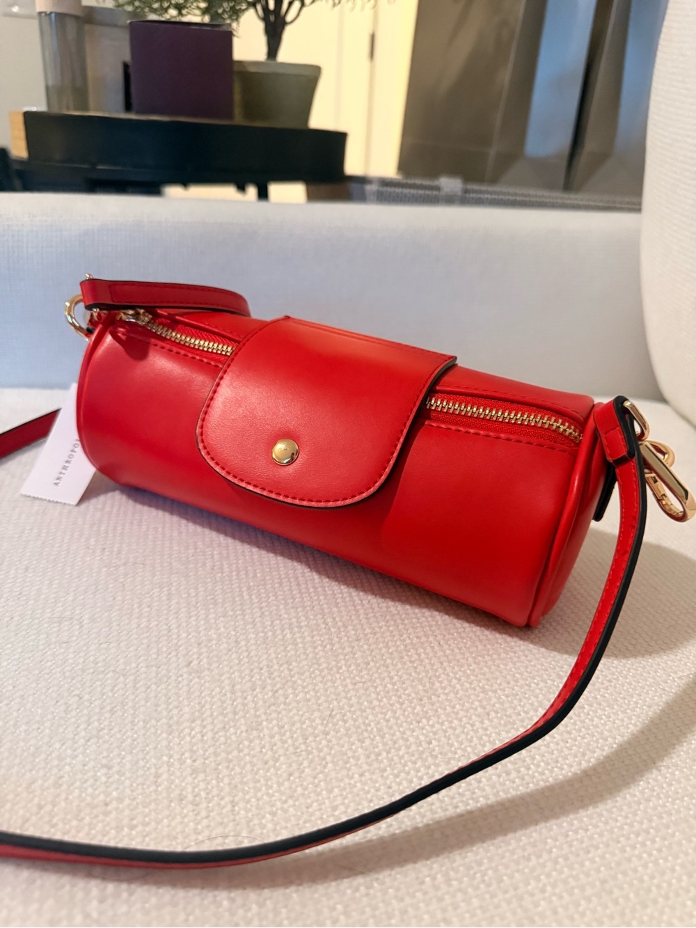 Anthropologie Red Cylinder Leather Crossbody - Picture 2 of 4